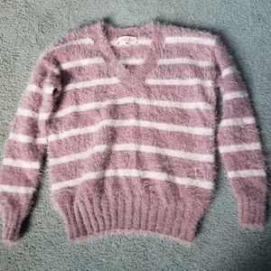 Pink Fuzzy Striped Sweater
